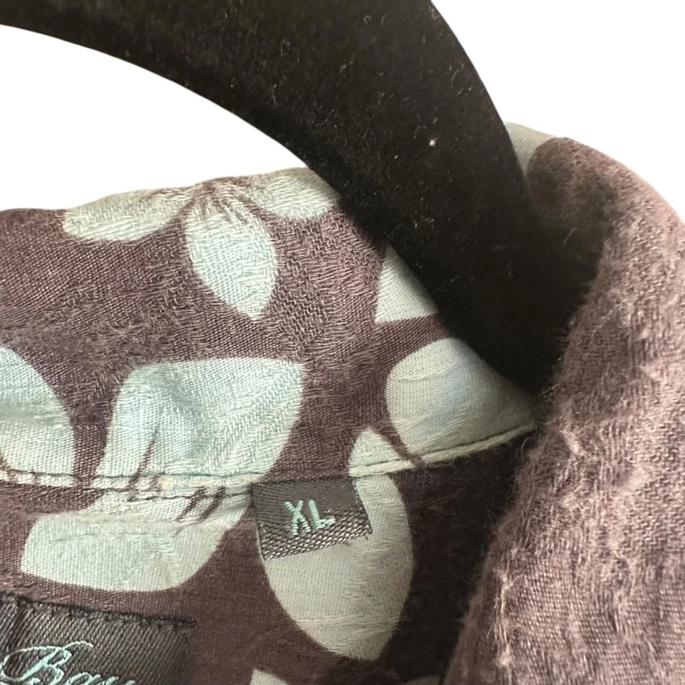 Milano Bay Gray and Blue Floral Hawaiian Button Up Cotton Blend Shirt Size XL - Picture 5 of 7